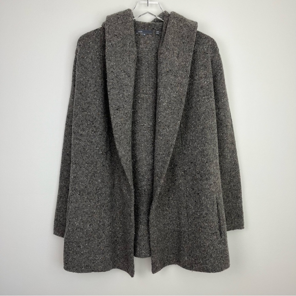 VINCE Open Front Hooded Cardigan Sweater Wool Blend XS